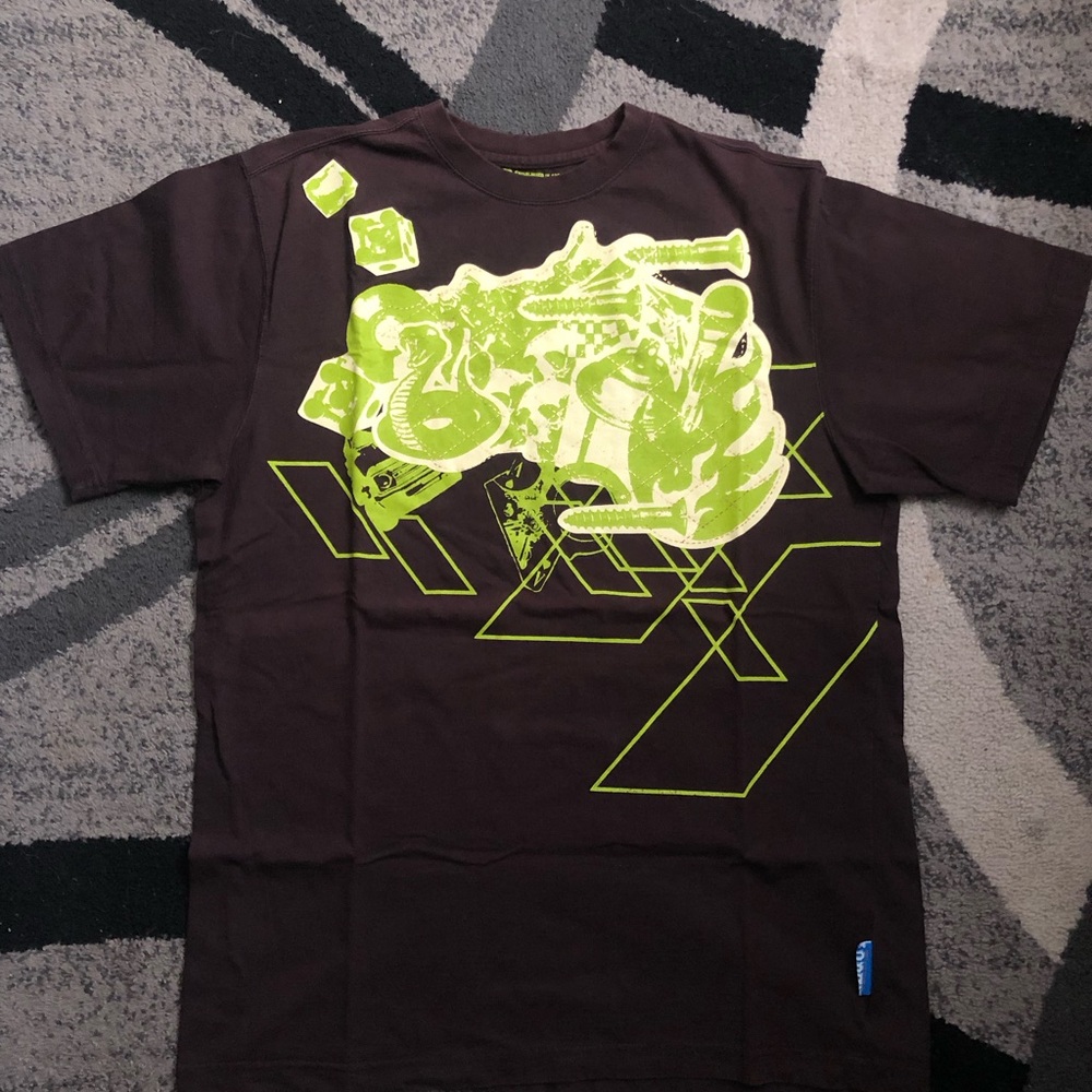 Request Men's Graphic Short Sleeve T-Shirt - Lime Green on Dark Brown